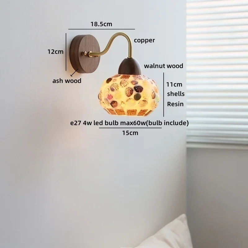 Helnys Resin Shell LED Wall Lights Pull Chain Switch Staircase Lighting