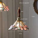 Helnys Butterfly Glass Copper LED Pendant Lamp for Home Indoor Decor