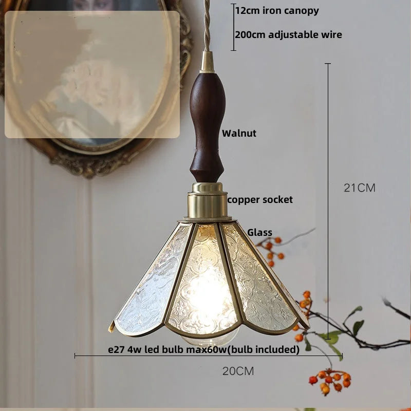 Helnys Glass LED Pendant Light - Modern Copper Hanging Lamp - Nordic Style