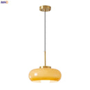 Helnys Copper Bauhaus LED Pendant Light with Orange Glass