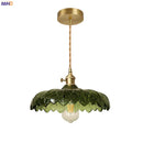 Helnys Modern Copper LED Green Glass Pendant Light for Home Decor