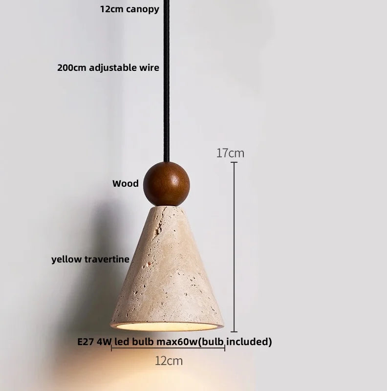 Helnys Modern LED Pendant Lamp Cement Wood Hanging Light