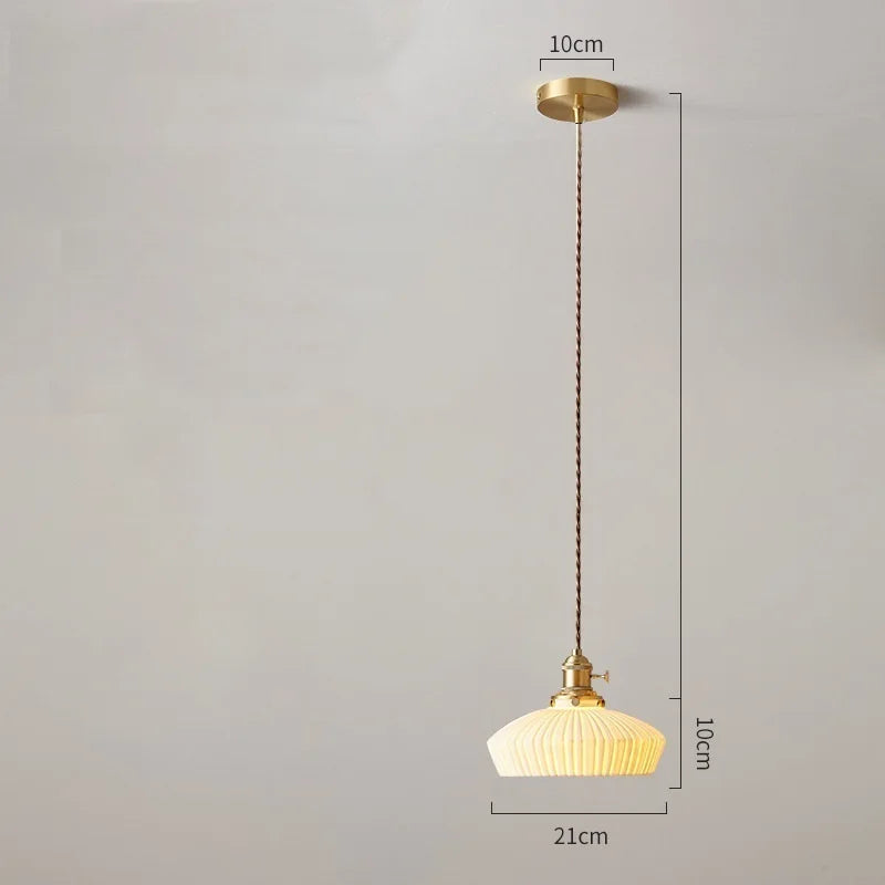 Helnys White Ceramic Brass Pendant Lights for Restaurant Bedroom - Nordic Style