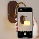 Helnys Wooden LED Wall Light Fixture with Pull Chain Switch