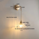 Helnys Adjustable LED Wall Light Clear Glass Copper Socket Bedside Lamp