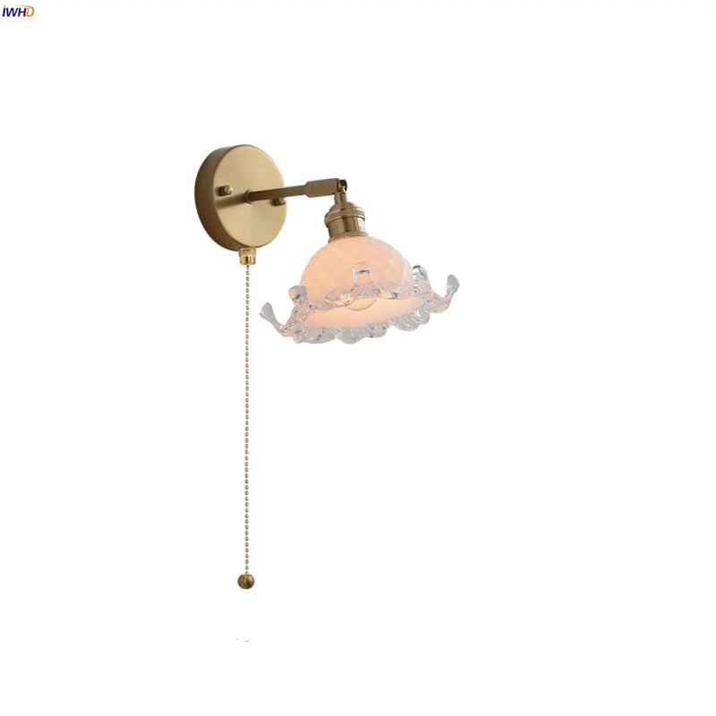 Helnys Modern Copper Stair Light Sconce Glass Wall Lamp Switch Nordic White