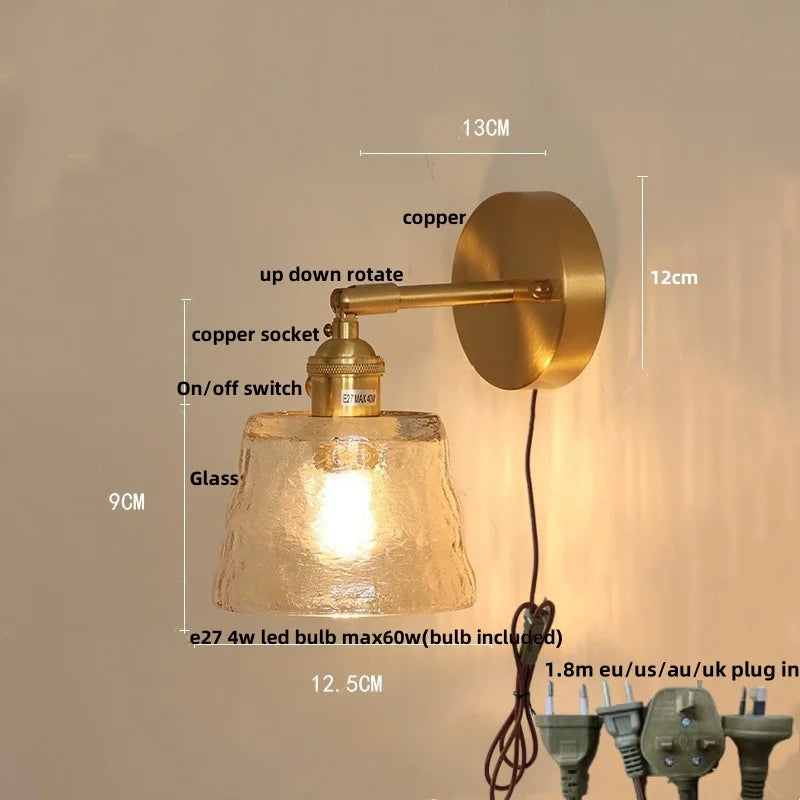 Helnys Rotatable Flower Glass Wall Lamp Copper Stair Light Fixtures