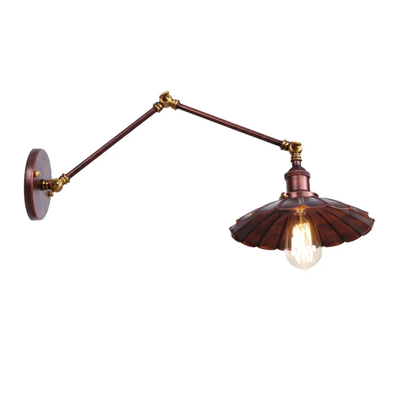 Helnys Industrial Rustic LED Wall Sconce - Long Arm Vintage Iron Stair Light