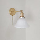 Helnys Copper Swing Arm Wall Lamp with Green White Lampshade