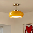 Helnys Yellow Glass LED Pendant Lights 40W Copper Nordic Modern Hanging Lamparas