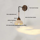 Helnys Wood Canopy LED Wall Sconce Yellow Stone Coffee Study Modern Mirror Light