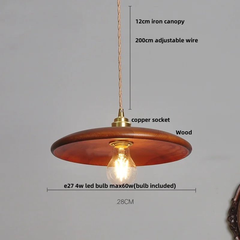 Helnys Modern Nordic Walnut Wood LED Pendant Light for Interior Home Decor