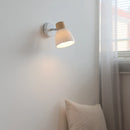 Helnys Modern Wood White Ceramic Wall Light Sconce Rotation Bedside Lamp