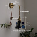 Helnys Tiffany Style LED Wall Sconce with Pull Chain Switch Glass Stair Light