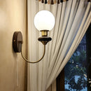 Helnys Walnut Wood Glass LED Wall Sconce with Pull Chain Switch