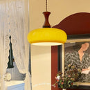 Helnys Amber LED Pendant Light Fixture, Wood Glass Loft Hang Lamp