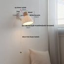 Helnys Modern Wood White Ceramic Wall Light Sconce Rotation Bedside Lamp