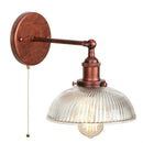 Helnys Vintage LED Wall Light with Pull Chain Switch, Rustic Industrial Bedside Lamp