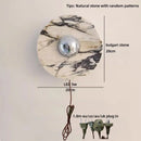 Helnys Round Bulgari Stone LED Wall Lamp Bedside Lighting