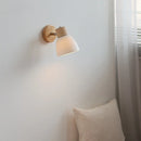 Helnys LED Wood Wall Lamp White Ceramic Japanese Style Mirror Light