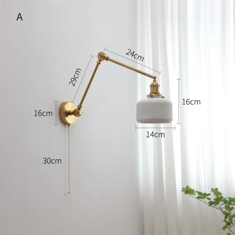 Helnys Copper Swing Arm LED Wall Sconce Up Down Nordic Modern Wandlamp