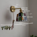 Helnys Tiffany Style Glass Pull Chain Wall Light Rotation Dining Bedroom Fixture