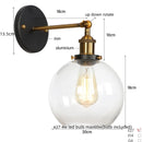 Helnys Glass LED Wall Sconce Industrial Iron Pull Chain Switch Wall Light
