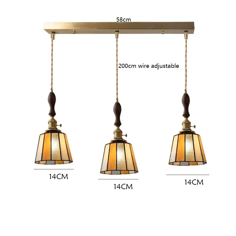 Helnys Vintage LED Pendant Lamp with Copper Socket & Glass Lampshade