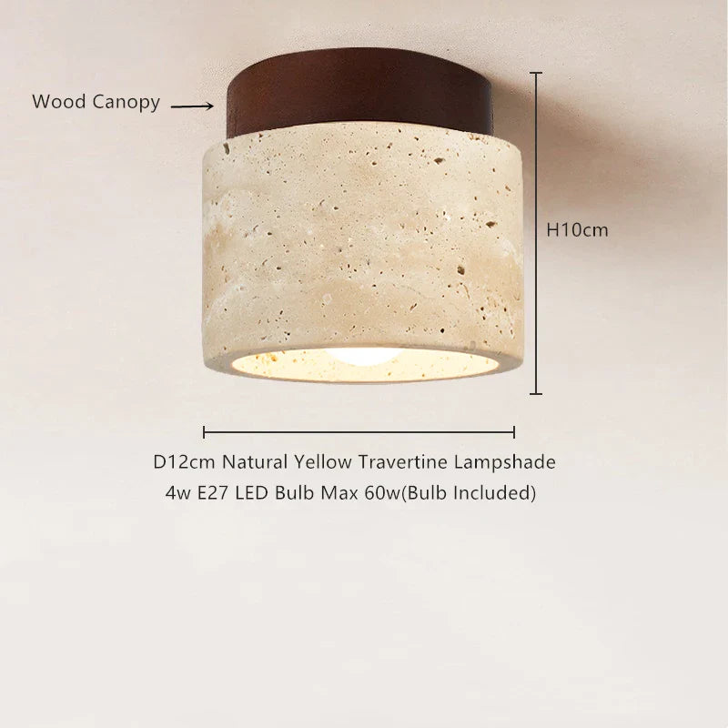 Helnys Yellow Travertine LED Ceiling Light - Wabi Sabi Home Decor