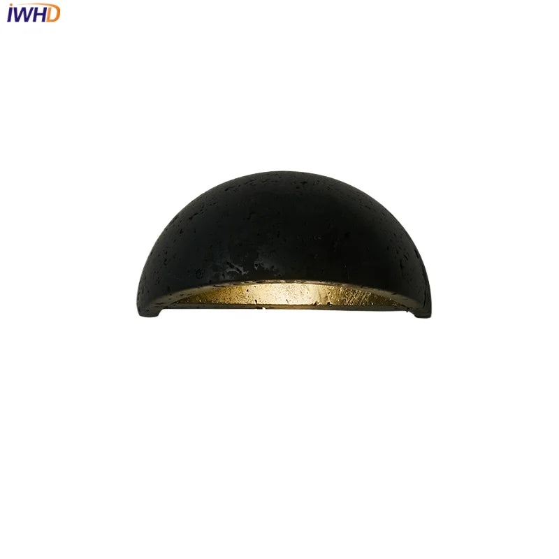 Helnys Black Stone LED Wall Sconce Japan Style Stair Light Fixtures