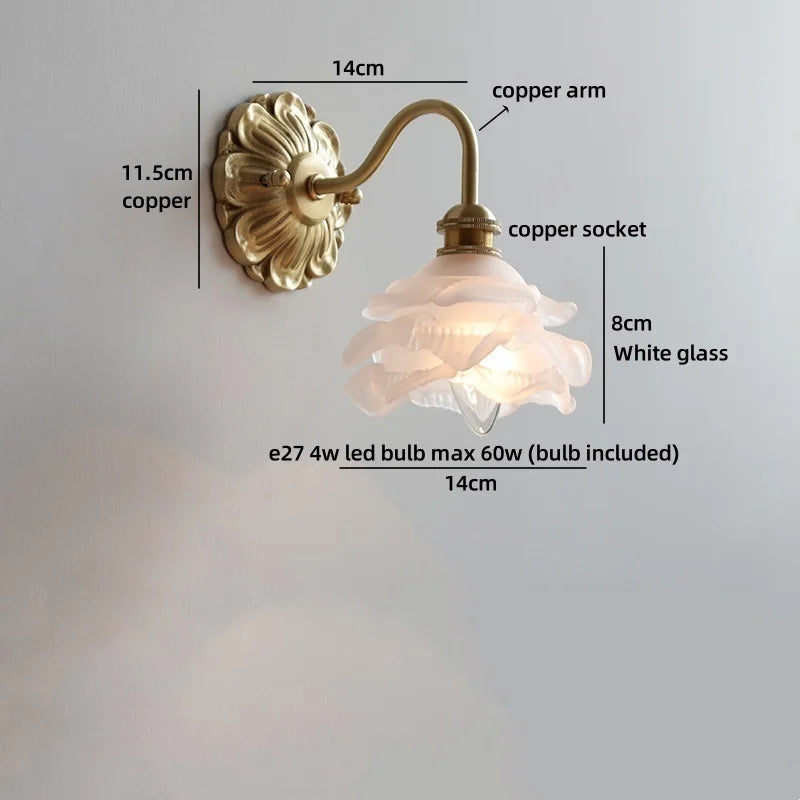 Nordic LED Wall Lamps Antique Brass Resin Flower Design Helnys Wall Light
