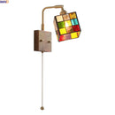 Helnys Square Glass LED Wall Lamp Gold Color Swing Arm Interior Lighting