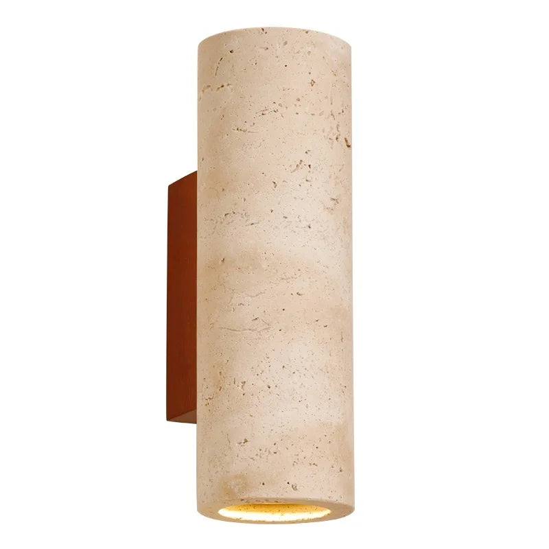 Helnys Round Stone LED Wall Light Sconce Yellow Travertine Nordic Modern Beside Lamp