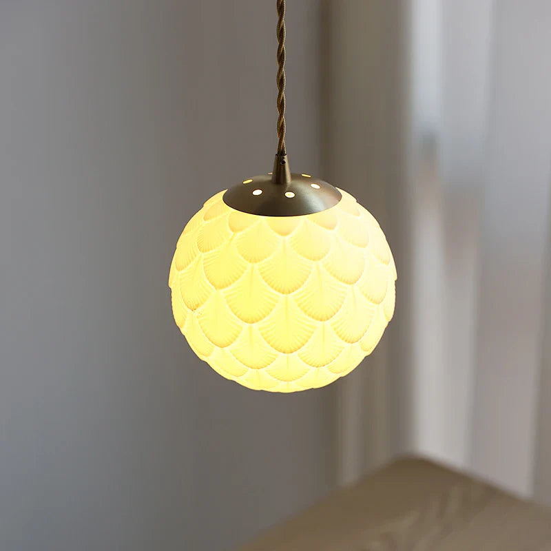 Helnys Nordic Ceramic Sphere Pendant Light for Modern Bedroom Decor