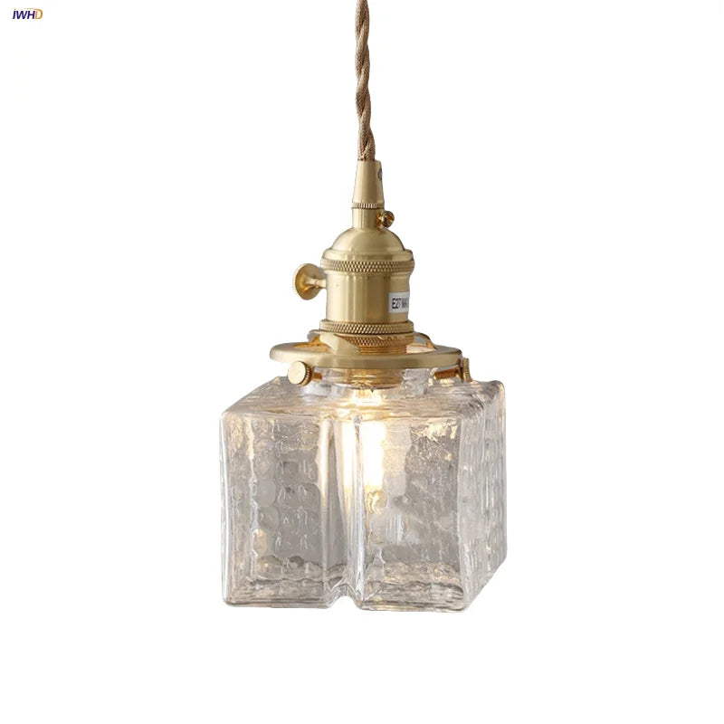 Helnys Clear Glass Ice Cube LED Pendant Light - Modern Nordic Design