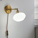 Helnys White Glass LED Wall Lights Nordic Modern Rotate Plug In Sconce Lamp