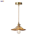 Helnys Amber Glass Pendant Light with Copper Knob Switch - Vintage Loft LED Fixture
