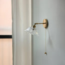 Helnys Glass Wall Light with Pull Chain Switch and LED Plug-in for Bedroom Lighting
