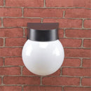 Helnys Modern Loft Outdoor Wall Lamp, Black White Base, Acrylic Lampshade, E27 Ball