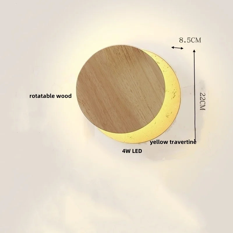 Helnys Solar Eclipse LED Wall Lamp Nordic Modern Yellow Travertine Ambience Bedside Lamp