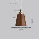 Helnys Ash Wood LED Pendant Lamp with Copper Socket - Adjustable Hanging Lights