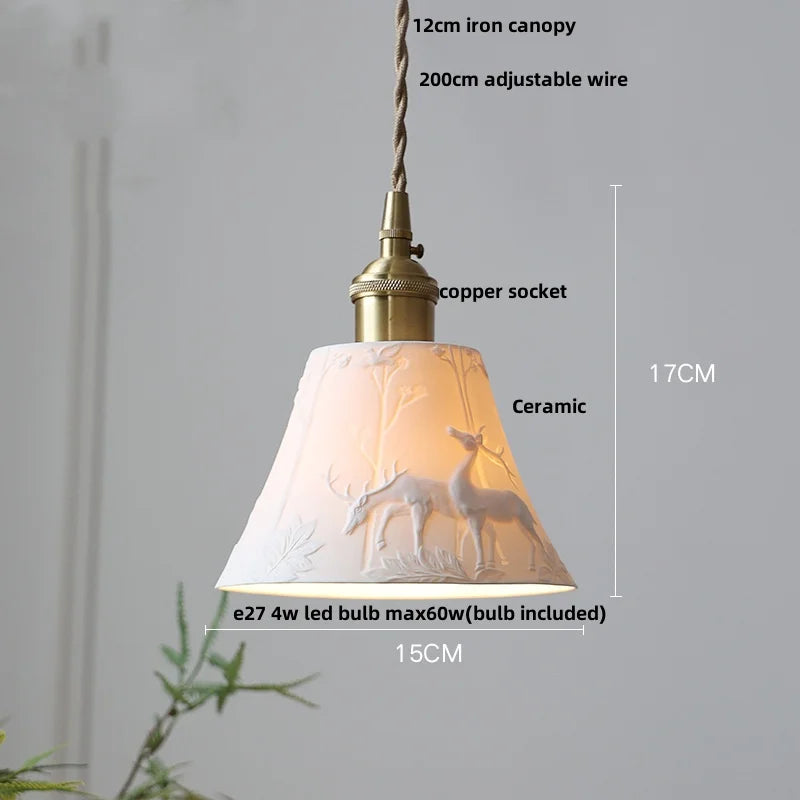 Helnys White Ceramic LED Pendant Lights Modern Nordic Hanging Lamp