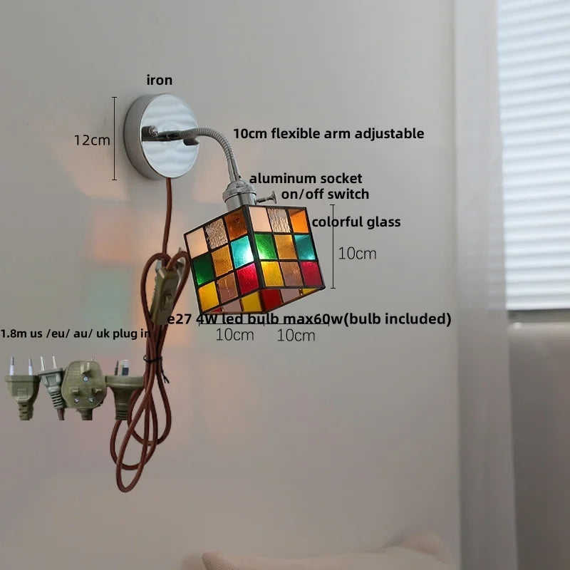 Helnys Adjustable Arm LED Wall Light Fixture White Glass Nordic Modern