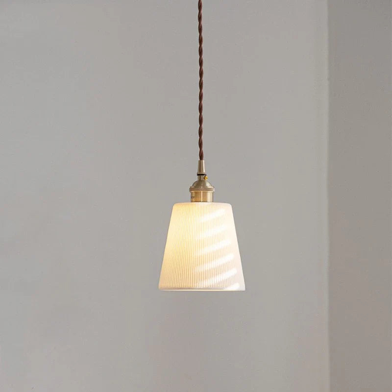Helnys Nordic Ceramic Copper LED Pendant Lamp for Bedroom Dining Living Room