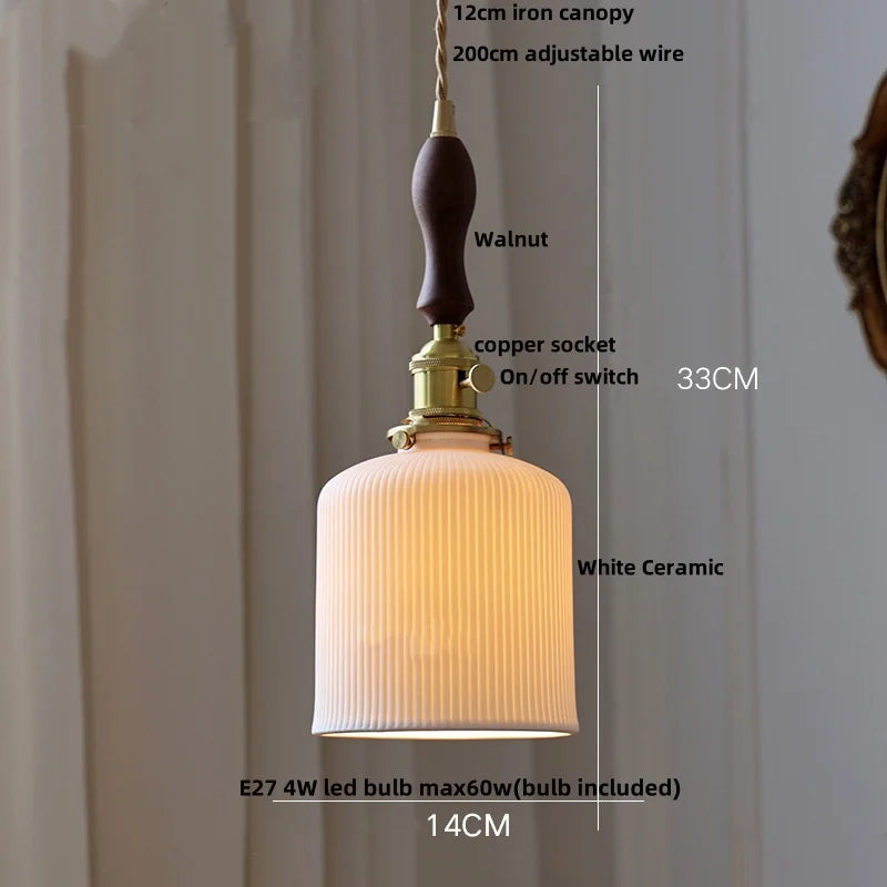 Helnys Ceramic LED Pendant Light with Adjustable Wire - Nordic Modern Design