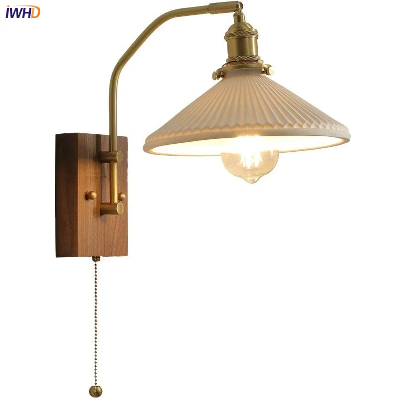 Helnys Copper Ceramic LED Wall Light Rotatable Indoor Lamp E27 Home Decor