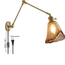 Helnys Smoke Glass Ball LED Wall Sconce - Modern Copper Long Arm Light