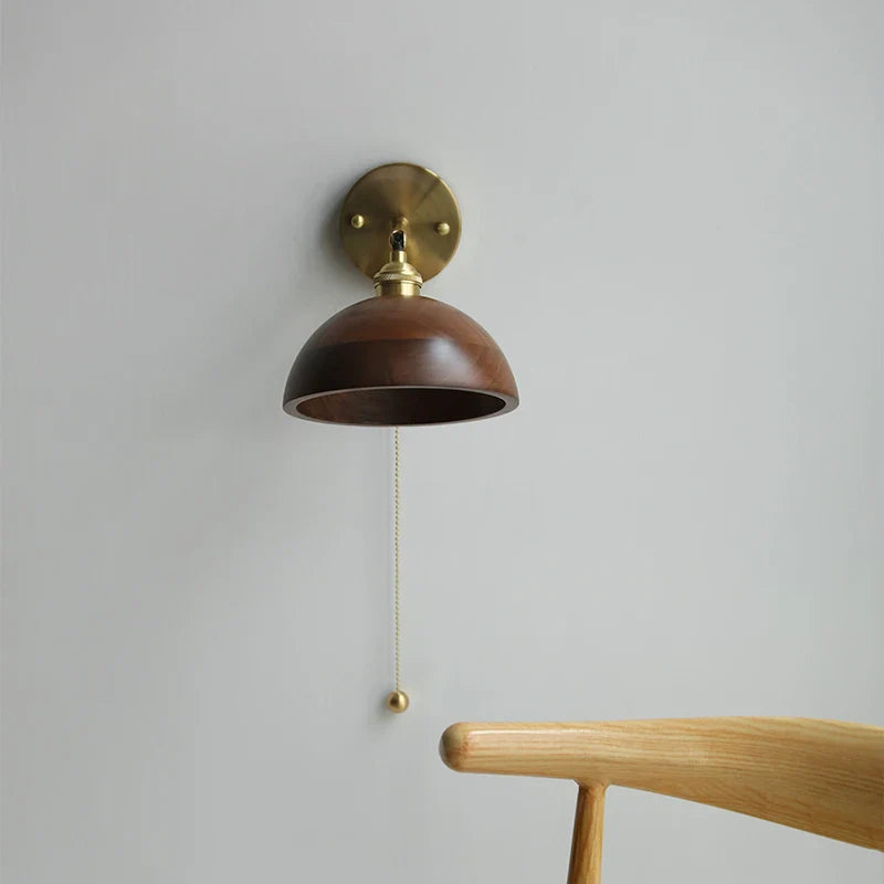 Helnys LED Wall Sconce Japanese Style Walnut Wood Mirror Light