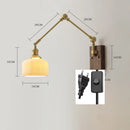 Helnys Copper Swing Arm LED Wall Light with Pull Chain Switch and Walnut Canopy