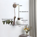 Helnys Modern White Ceramic LED Wall Lamp with Pull Chain Switch